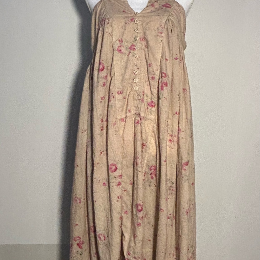 Magnolia Pearl Beige Ditsy Pink Floral Maxi Dress